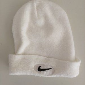 Men's Unisex Nike Swoosh Logo Winter Beanie WHITE